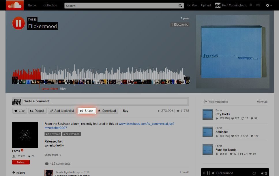 Soundcloud Click Share Button